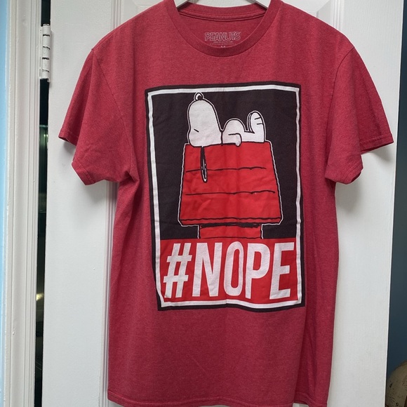 “#Nope” Cute Graphic Snoopy Red Tee Shirt PEANUTS From 2018 Collection Size M !! - Picture 5 of 8